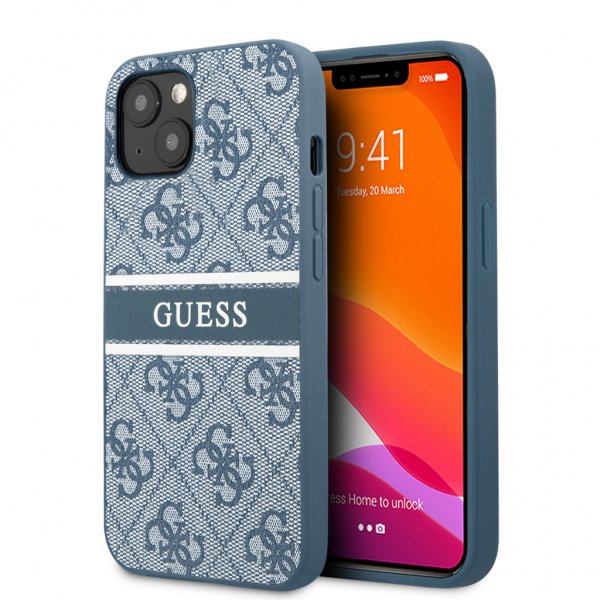 Guess iPhone 13 -kuori, Printed Stripe, sininen