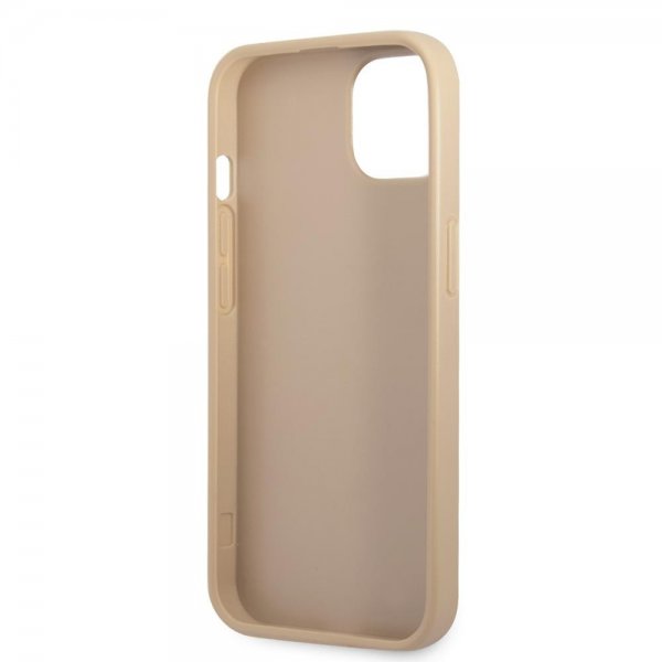 Guess iPhone 13 Kuori Saffiano Metal Triangle Beige