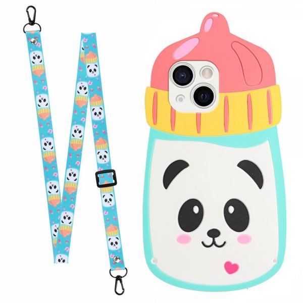 iPhone 13 -kuori, silikoninen 3D-panda