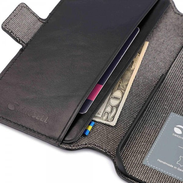 Krusell iPhone 14 Kotelo Leather PhoneWallet Musta