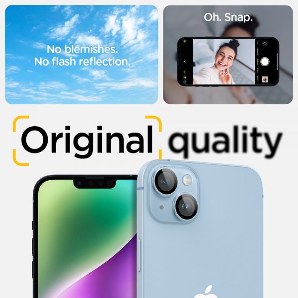 Spigen iPhone 14/iPhone 14 Plus Kamerasuojus GLAS.tR EZ Fit Optik Pro Sininen 2 kpl