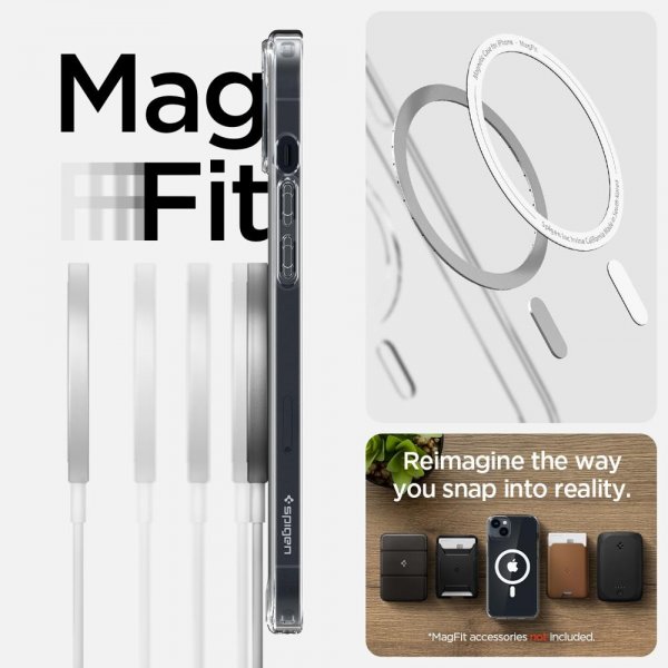 Spigen iPhone 14 Plus Crystal Hybrid MagFit -suojakuori, valkoinen