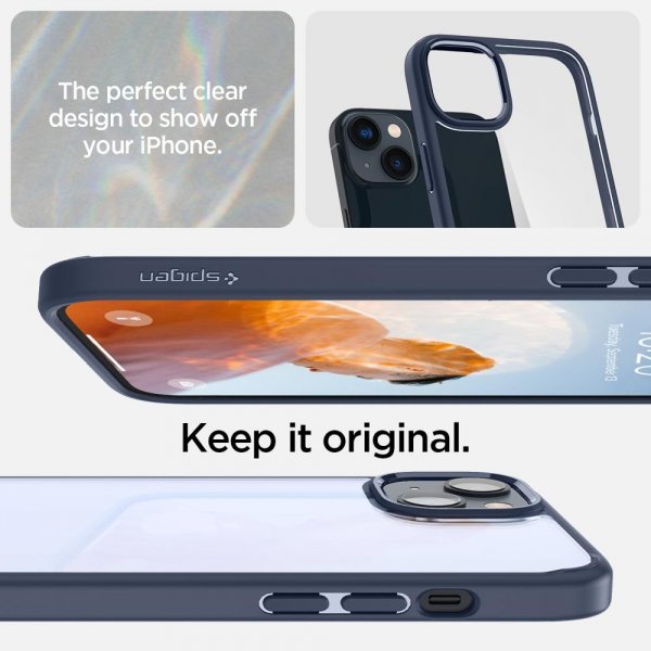 Spigen iPhone 14 Plus -suojakuori, Crystal Hybrid, laivastonsininen