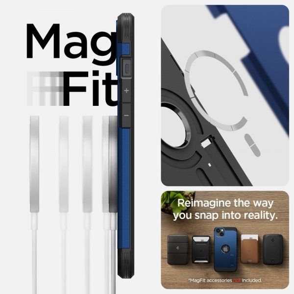 Spigen iPhone 14 Plus -suojakuori Tough Armor MagFit, laivastonsininen