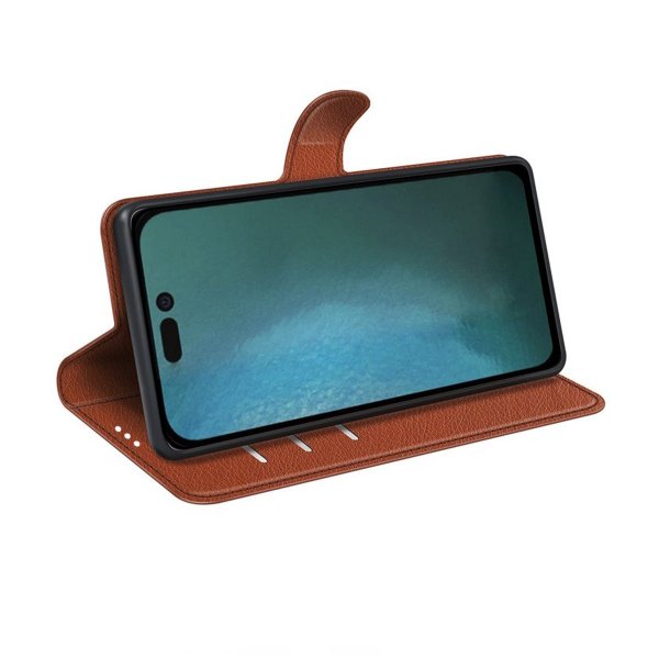 iPhone 14 -suojakotelo jalustalla, ruskea
