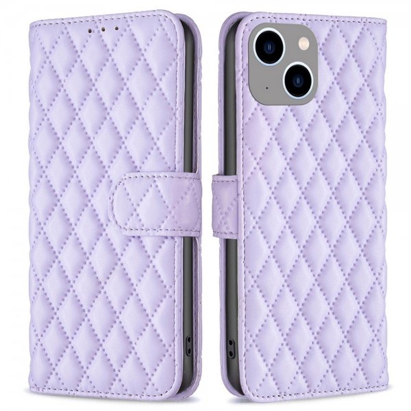 iPhone 14 Plus -kotelo, vinoneliökuvio, violetti