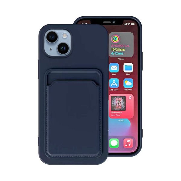 iPhone 14 Plus -kuori, korttikotelo, sininen