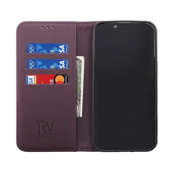 Rvelon iPhone 14 Plus -kotelo, avattava korttipaikka, violetti
