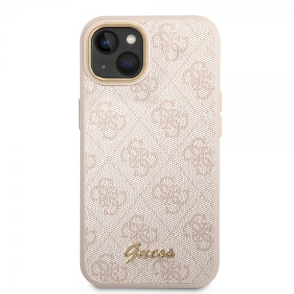 Guess iPhone 14 Plus -suojakuori, 4G Logo, ruusukulta