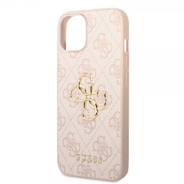 Guess iPhone 14 Plus -kuori, Big Metal Logo, vaaleanpunainen