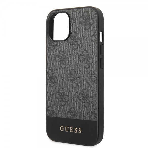 Guess iPhone 14 Plus Kuori Bottom Stripe Metal Logo Harmaa
