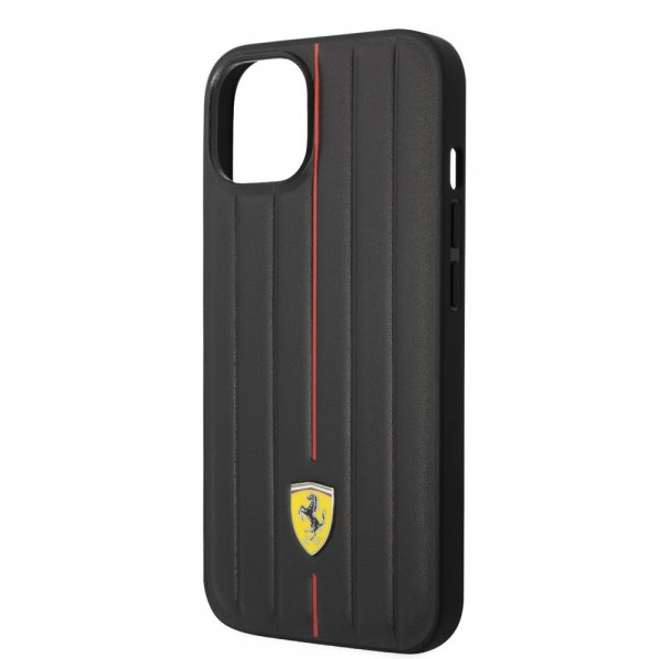 Ferrari iPhone 14 Plus -kuori, kohokuvioidut raidat, punainen