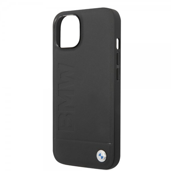 BMW iPhone 14 Plus Kuori Hot Stamp Metallilogo Musta