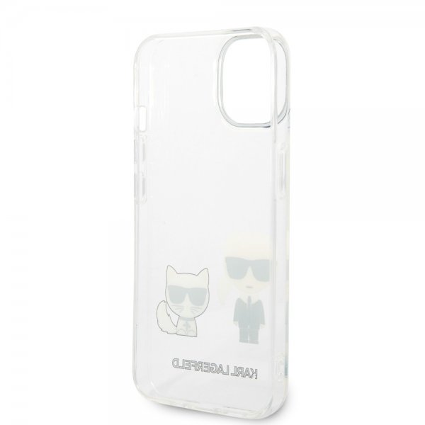 Karl Lagerfeld iPhone 14 Plus -suojakuori Karl & Choupette Gradient White