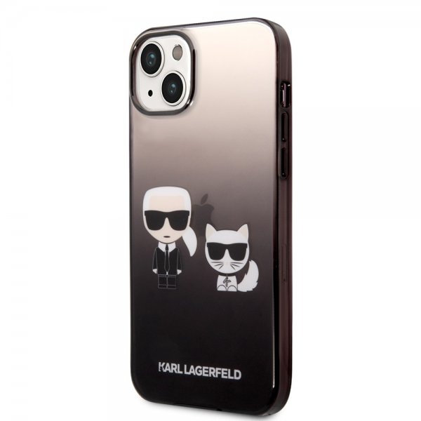 Karl Lagerfeld iPhone 14 Plus -suojakuori Karl & Choupette Gradient Musta
