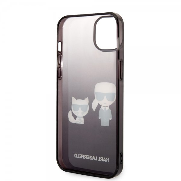 Karl Lagerfeld iPhone 14 Plus -suojakuori Karl & Choupette Gradient Musta