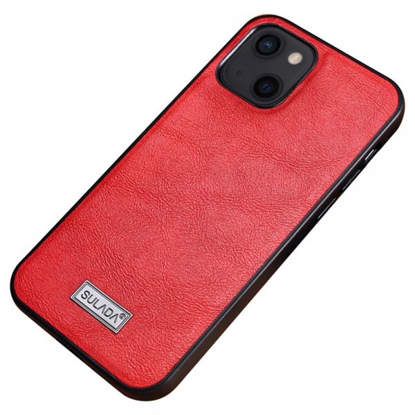Sulada iPhone 14 Plus -kuori, nahkakuvioitu, punainen