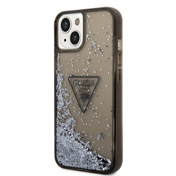 Guess iPhone 14 Plus -kuori Liquid Glitter Translucent, musta