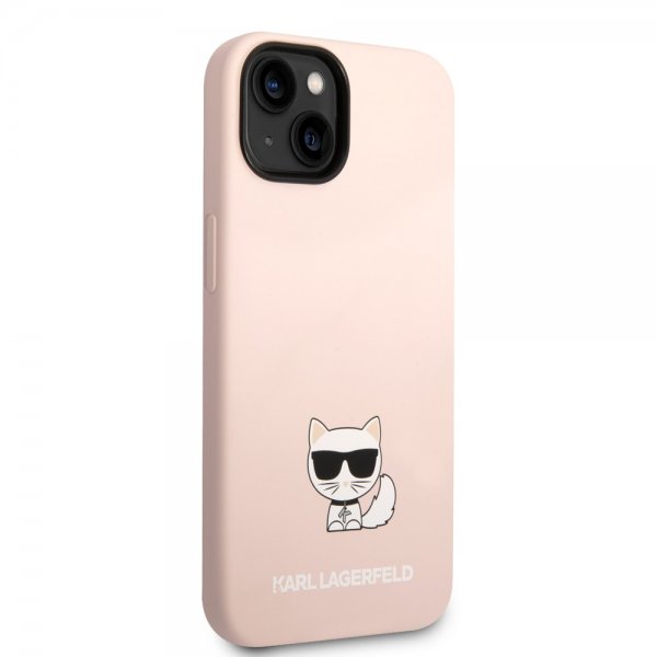 Karl Lagerfeld iPhone 14 Plus -suojakuori, Liquid Silicone Choupette, vaaleanpunainen