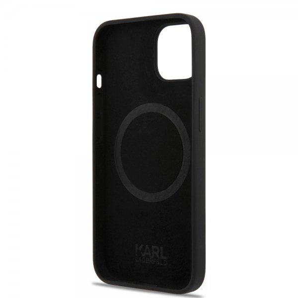 Karl Lagerfeld iPhone 14 Plus -kuori Liquid Silicone Karl & Choupette MagSafe, musta