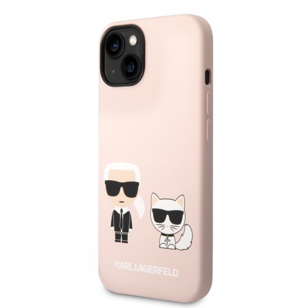 Karl Lagerfeld iPhone 14 Plus -suojakuori Liquid Silicone Karl & Choupette Pink