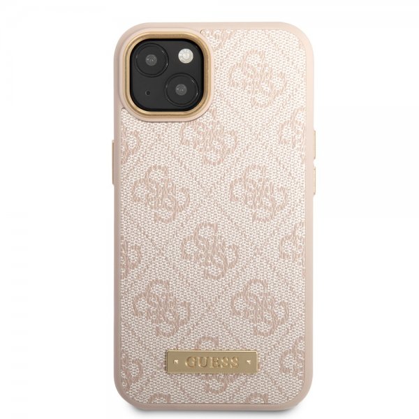 Guess iPhone 14 Plus Kuori Metallilevylogo MagSafe Ruusukulta