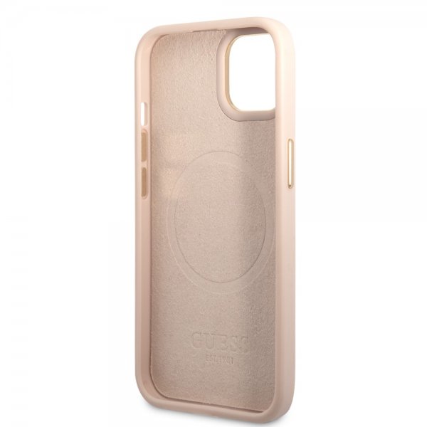 Guess iPhone 14 Plus Kuori Metallilevylogo MagSafe Ruusukulta