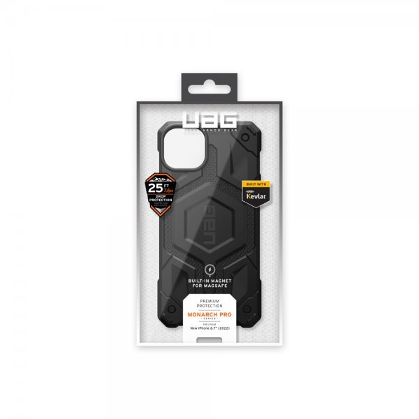 Urban Armor Gear (UAG) iPhone 14 Plus -suojakuori, Monarch Pro, MagSafe, Kevlar Black