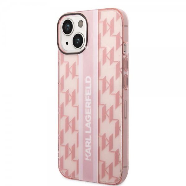 Karl Lagerfeld iPhone 14 Plus Kuori Monogram Vertical Stripe Pink
