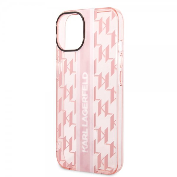 Karl Lagerfeld iPhone 14 Plus Kuori Monogram Vertical Stripe Pink