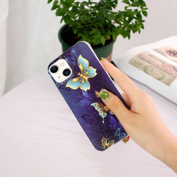 iPhone 14 Plus Kuoret Kultaiset Perhoset -aiheella