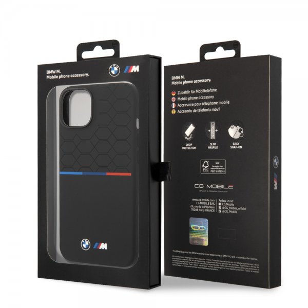BMW iPhone 14 Plus kuori Tricolor Line & Logo musta
