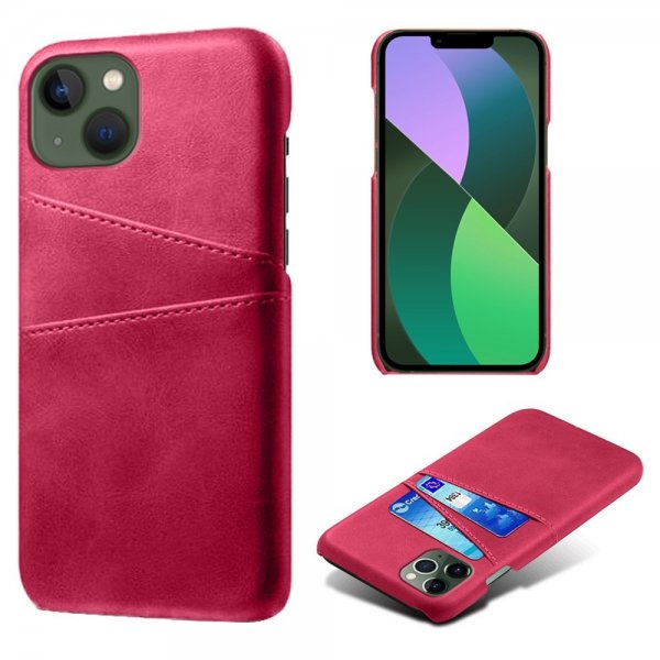 iPhone 14 Plus -kuori, kaksi korttipaikkaa, magenta