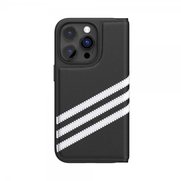 Adidas iPhone 14 Pro Kotelo 3 Raidat Kirjanmallinen Kotelo Musta Valkoinen