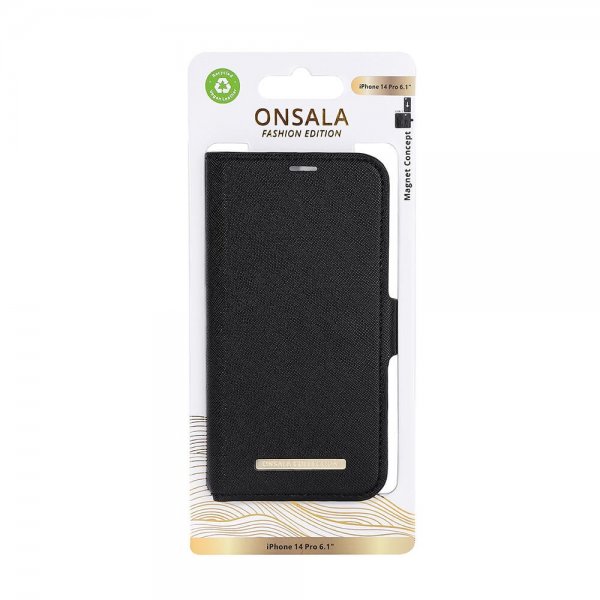 Onsala iPhone 14 Pro -kotelo, Fashion Edition, irrotettava kuori, Midnight Black