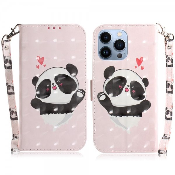 iPhone 14 Pro Kuori Kuviolla Panda Sydämet