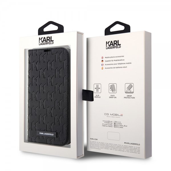 Karl Lagerfeld iPhone 14 Pro -suojakuori Saffiano Monogram Musta