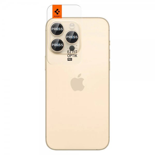 Spigen iPhone 14 Pro/iPhone 14 Pro Max -kameran suoja GLAS.tR EZ Fit Optic Pro Gold 2-pakkaus