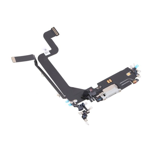 iPhone 14 Pro - latausliitin joustokaapelilla, alkuperäinen - valkoinen