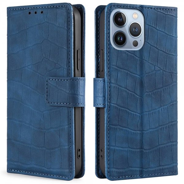 iPhone 14 Pro Max Suojakuori Krokotiilikuvio Sininen