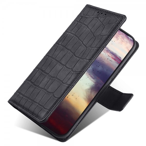 iPhone 14 Pro Max Suojakuori Krokotiilikuvio Musta