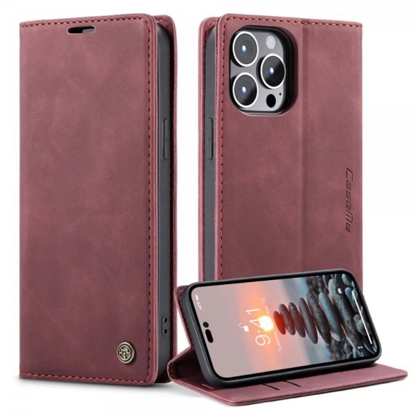 CaseMe iPhone 14 Pro Max -suojakotelo Retro Flip, punainen