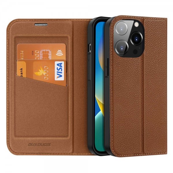Dux Ducis iPhone 14 Pro Max -kotelo Skin X2 Series, ruskea