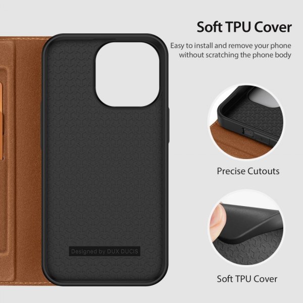 Dux Ducis iPhone 14 Pro Max -kotelo Skin X2 Series, ruskea