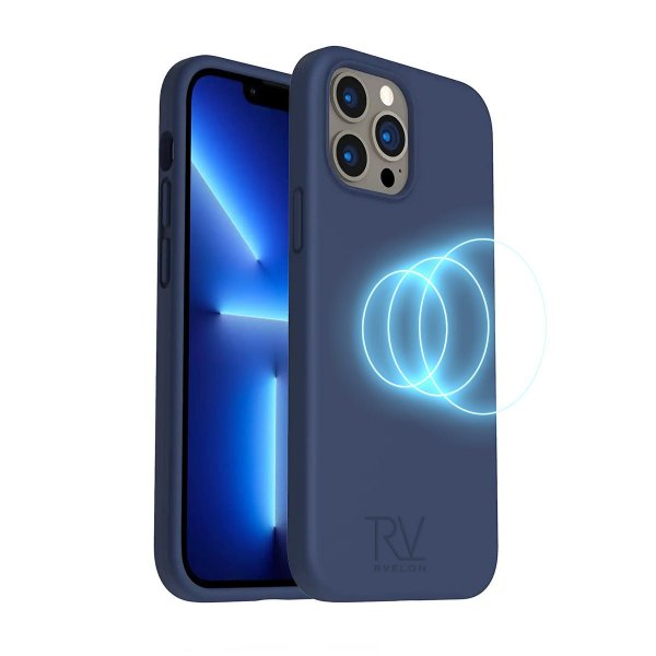 Rvelon iPhone 14 Pro Max -silikonikuori MagSafe, tummansininen
