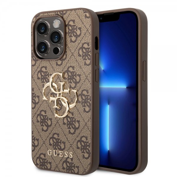 Guess iPhone 14 Pro Max Suojakuori Big Metal Logo Ruskea