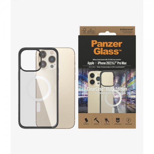 PanzerGlass iPhone 14 Pro Max ClearCase Black Edition MagSafe -kuori