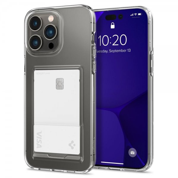Spigen iPhone 14 Pro Max -suojakuori Crystal Slot Crystal Clear