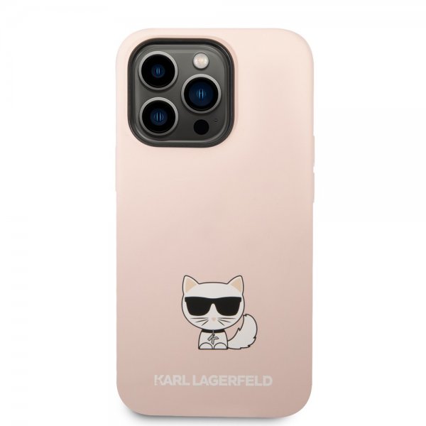 Karl Lagerfeld iPhone 14 Pro Max Kuori Liquid Silicone Choupette Vaaleanpunainen