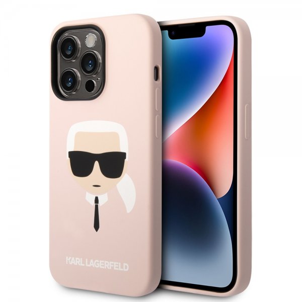 Karl Lagerfeld iPhone 14 Pro Max Kuori Liquid Silicone Karl MagSafe Pinkki